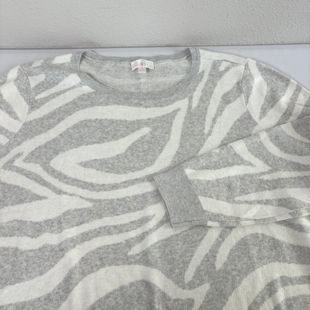 Belle by Kim Gravel Sweater Size 3X Gray White Zebra Print Knit Pullover A549501 - Picture 6 of 8